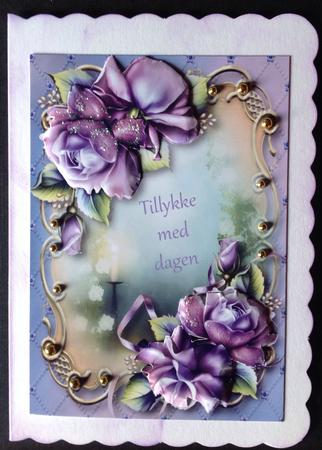 Purple Porcelain Roses Golden Scene by Gitte Jensen