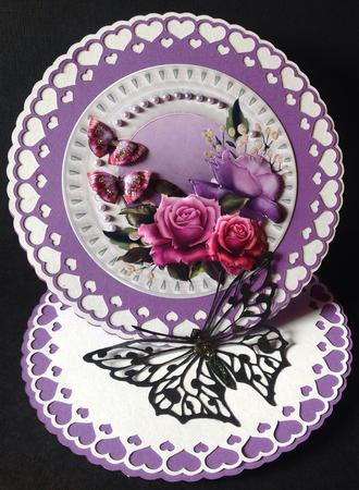 Porcelain Plate & Stand Gorgeous Roses by Gitte Jensen