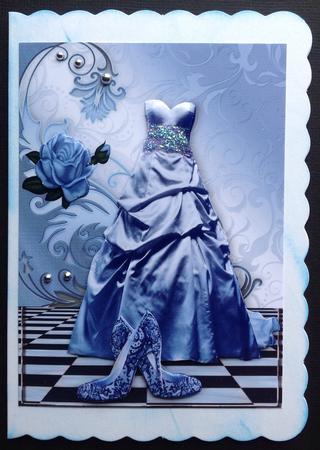 Blue Gown with Blue Rose, and Lace Shoes by Gitte Jensen