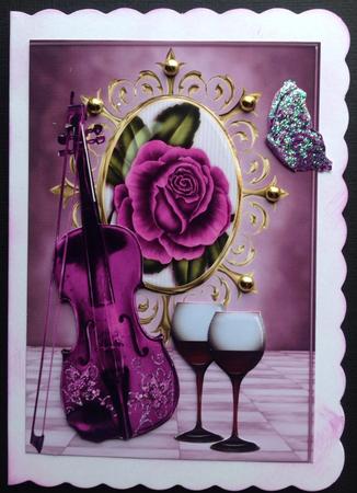 Purple Rose with Violin and Wine by Gitte Jensen