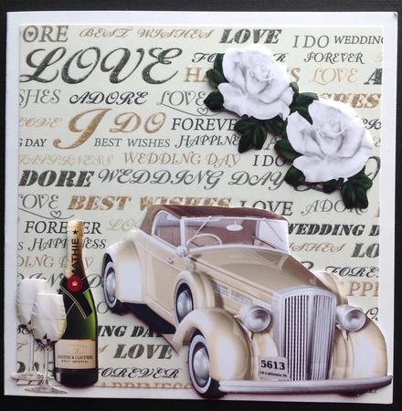 Wedding Car with White Roses A4 by Gitte Jensen