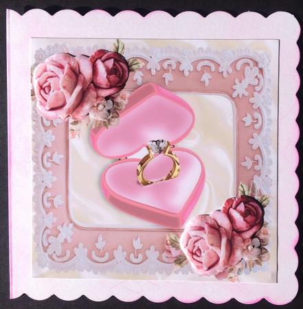 Diamond Engagement Ring in Frame of Pink Roses 8x8 by Gitte Jensen