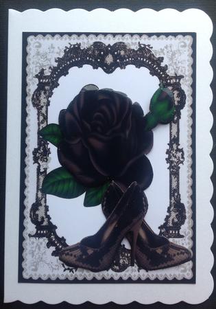 Beautiful Black Rose, Sparkle Black Shoes in Lace Frame by Gitte Jensen