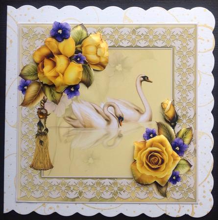 Swans with Lace and Roses by Gitte Jensen