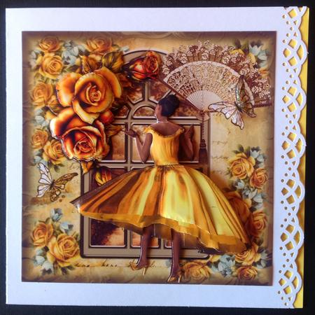 Vintage Style Goldie Rose Card Front Kit by Gitte Jensen
