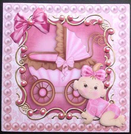Pram, with Crawling Baby Girl 8x8 by Gitte Jensen
