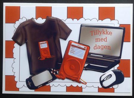 I Love My Mp3, and Laptop with Black/brown T Shirt A4 by Gitte Jensen