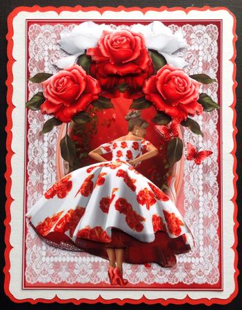 A5 Vintage Style Beautiful Red Rose by Gitte Jensen
