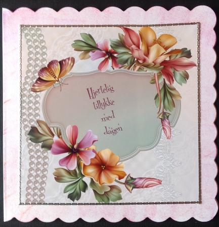 Summer Persimmon Bouquet 8x8 Card Front by Gitte Jensen
