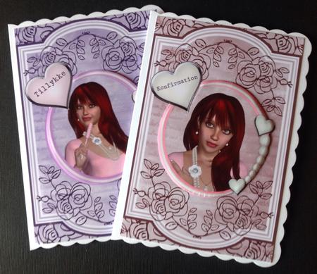 Ice Cream Girl - Two Card Fronts with Decoupage Elements by Gitte Jensen