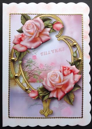 Pretty Pink Edwardian Roses & Golden Frame by Gitte Jensen