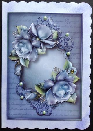 Beautiful Blue Roses & Script Frame + Extra Plaque by Gitte Jensen