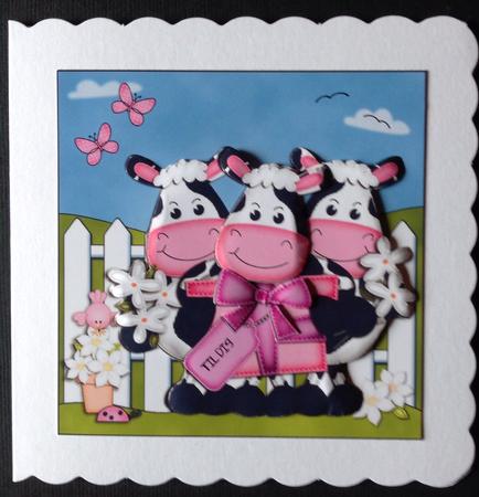 Milly Moo Cow & Friends Quick Card & 3D Decoupage by Gitte Jensen