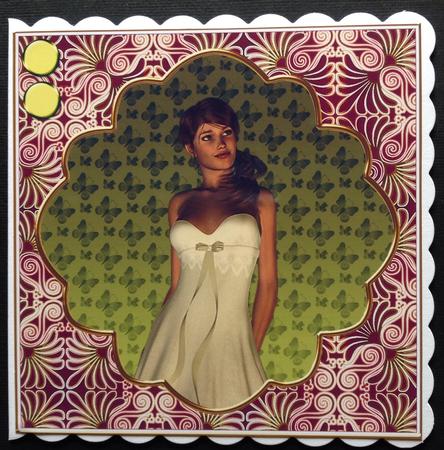 Cerise Metal Fleur 7in x 7in Square Insert Panel by Gitte Jensen