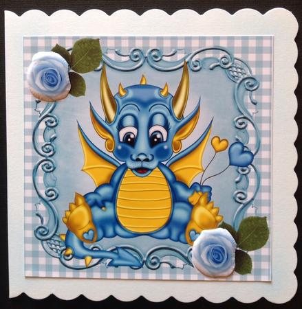 Cute Little Turq Dragon 8x8 by Gitte Jensen