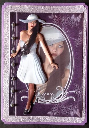Classy Lady in White Fashion Reflections Decoupage by Gitte Jensen