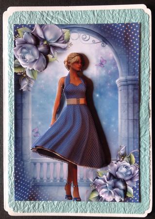 Blue Polka Dot Dress & Pretty Porcelain Roses by Gitte Jensen