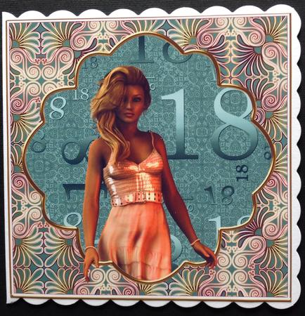 Dusky Teal Metallic 18 Birthday A4 Backing Paper by Gitte Jensen