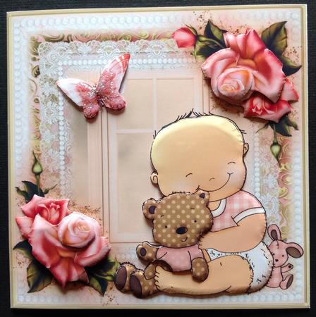 Cute Baby Girl Card Front Kit by Gitte Jensen