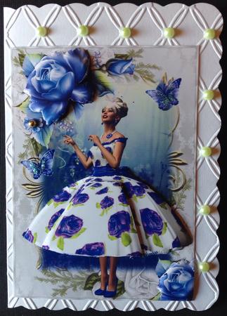 Blue Rose Butterfly Topper by Gitte Jensen