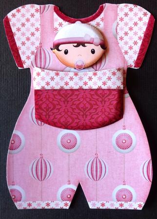 Baby Romper Shaped Card Baby Girl by Gitte Jensen