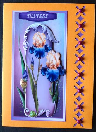 D.l Lovely Blue and Apricot Irises with Incert  by Gitte Jensen