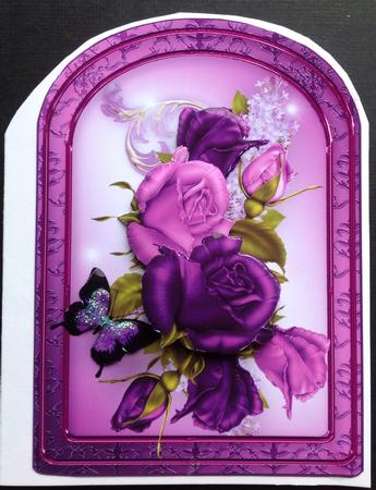 Purple Roses Arched Card by Gitte Jensen