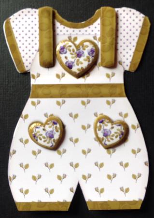 Baby Romper Shaped Card Green Roses by Gitte Jensen