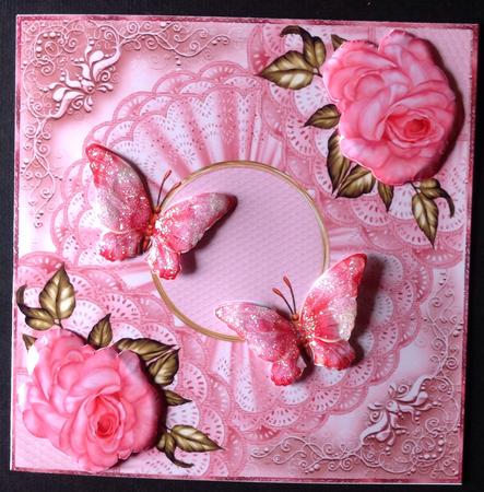 Vintage Roses & Butterflies in Pink & Gold by Gitte Jensen