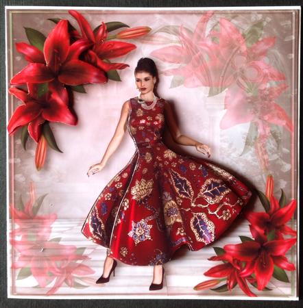 Vintage Patterned Summer Dress in Red & Blue by Gitte Jensen