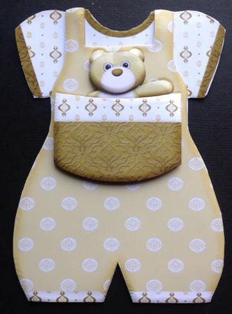 Baby Romper Shaped Card Green Bear by Gitte Jensen