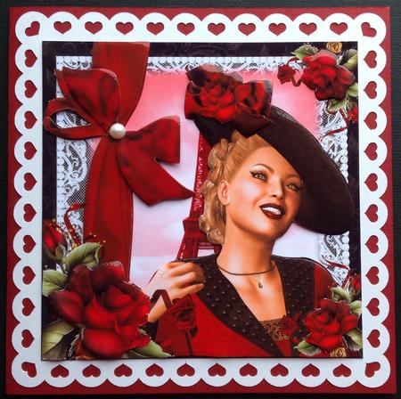 Beautiful Vintage Retro Red Card Front Kit by Gitte Jensen