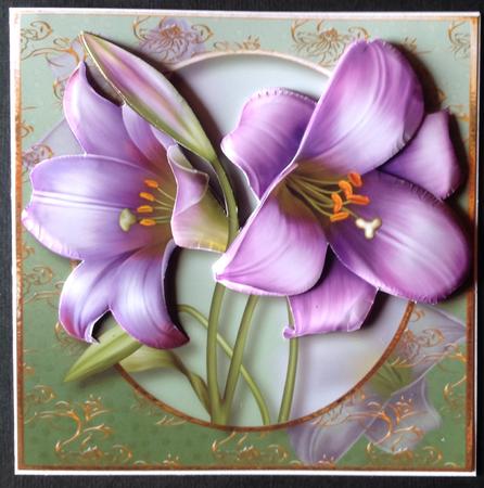 Pretty Purple Lilies with Decoupage by Gitte Jensen