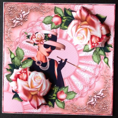 Mini Kit Elegant Lady & Pink Roses by Gitte Jensen