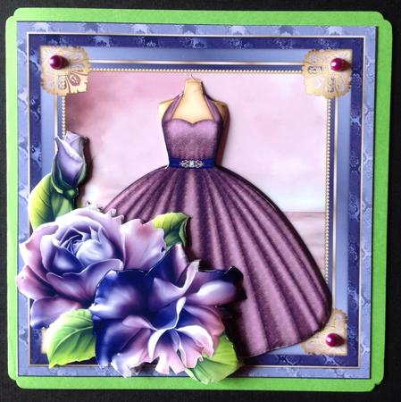 Lilac Party Dress Card Front by Gitte Jensen