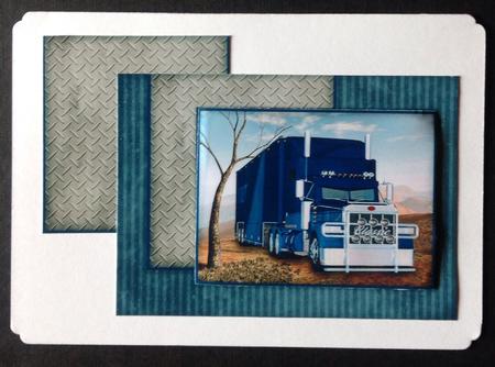 Blue Big Rig Semi Truck Lorry Cards for Men Quick Card Birthday Male by Gitte Jensen