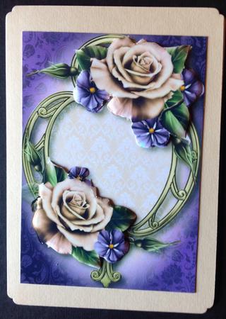 Champagne and Purple Roses & Golden Frame by Gitte Jensen