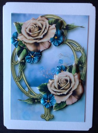 Champagne and Blue Roses & Golden Frame by Gitte Jensen