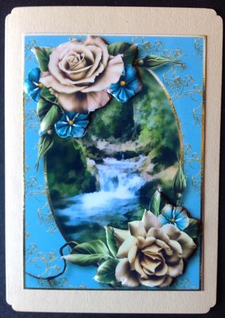 Champagne & Blue Roses at the Waterfall by Gitte Jensen