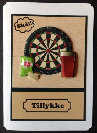 Pub Card - Darts, Beer & Crisps Decoupage Card by Gitte Jensen