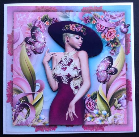 Beautiful Lady in the Garden Card Front by Gitte Jensen