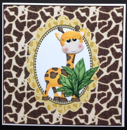 Cute Giraffe with Green Leaves in a Frame by Gitte Jensen