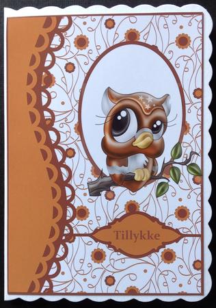 Cute Brown Owl on a Branch A4 by Gitte Jensen