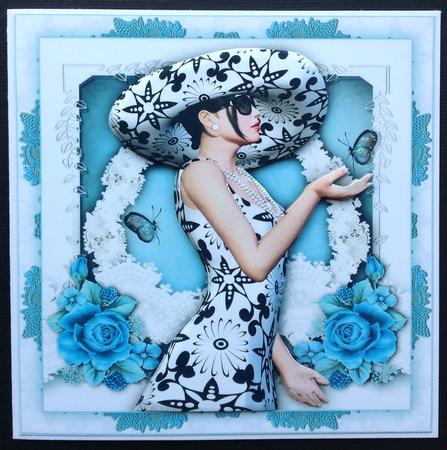White Lace Frame with Lady in Beautiful Dress by Gitte Jensen