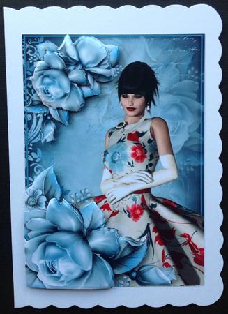 Vintage Beauty with Beautiful Blue Roses by Gitte Jensen