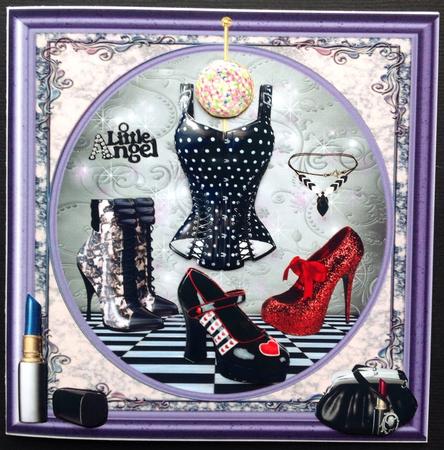All Things Girly 8x8ins Approx: Decoupage Card Front by Gitte Jensen