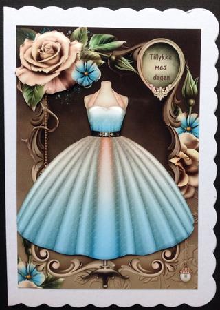 Ballgown and Flowers Card Front by Gitte Jensen