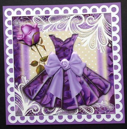 Gorgeous Purple Roses Paper Dress Card Kit by Gitte Jensen