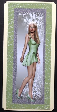 Pretty in Her Green Dress and Matching Shoes Tall Dl by Gitte Jensen