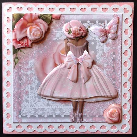 Gorgeous Pink Rose Hat Beauty Card Front Kit by Gitte Jensen